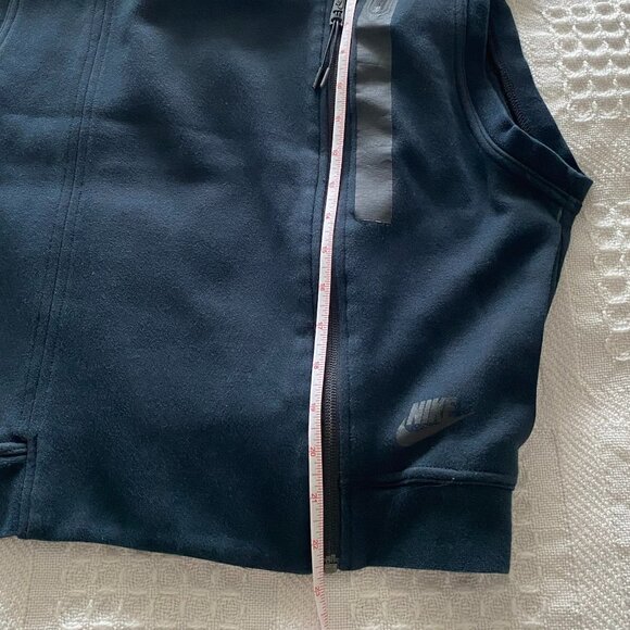 NIKE MEN WOMEN OUTWEAR HODDIE VEST ASSIMETRICAL ZIP POCKETS NAVY BLUE SIZE M - Picture 4 of 5